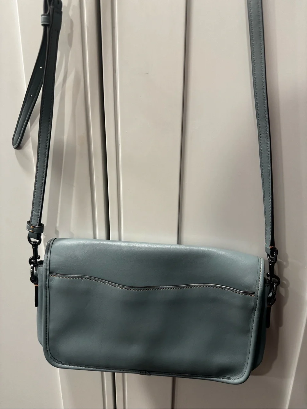 Vtg 2017 Coach 75th Anniv Dinky Light Blue Leather Crossbody Re-Edition 57325